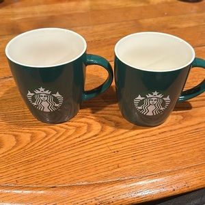 2 piece Starbucks mugs - green and white